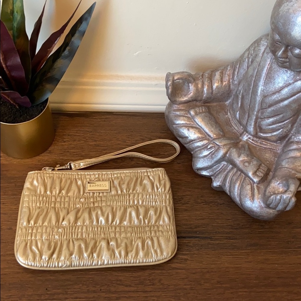 Express Gold Textured Wristlet NWOT